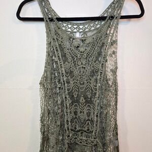 Vanity Sheer‎ Crochet Lace Tank Top | Boho Fairycore Y2K | Size L